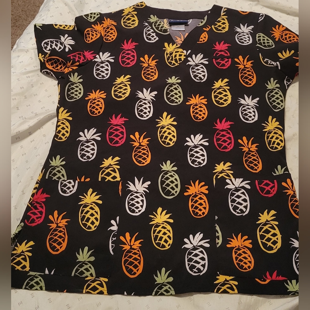 Sanibel Scrubs pineapple scrub top